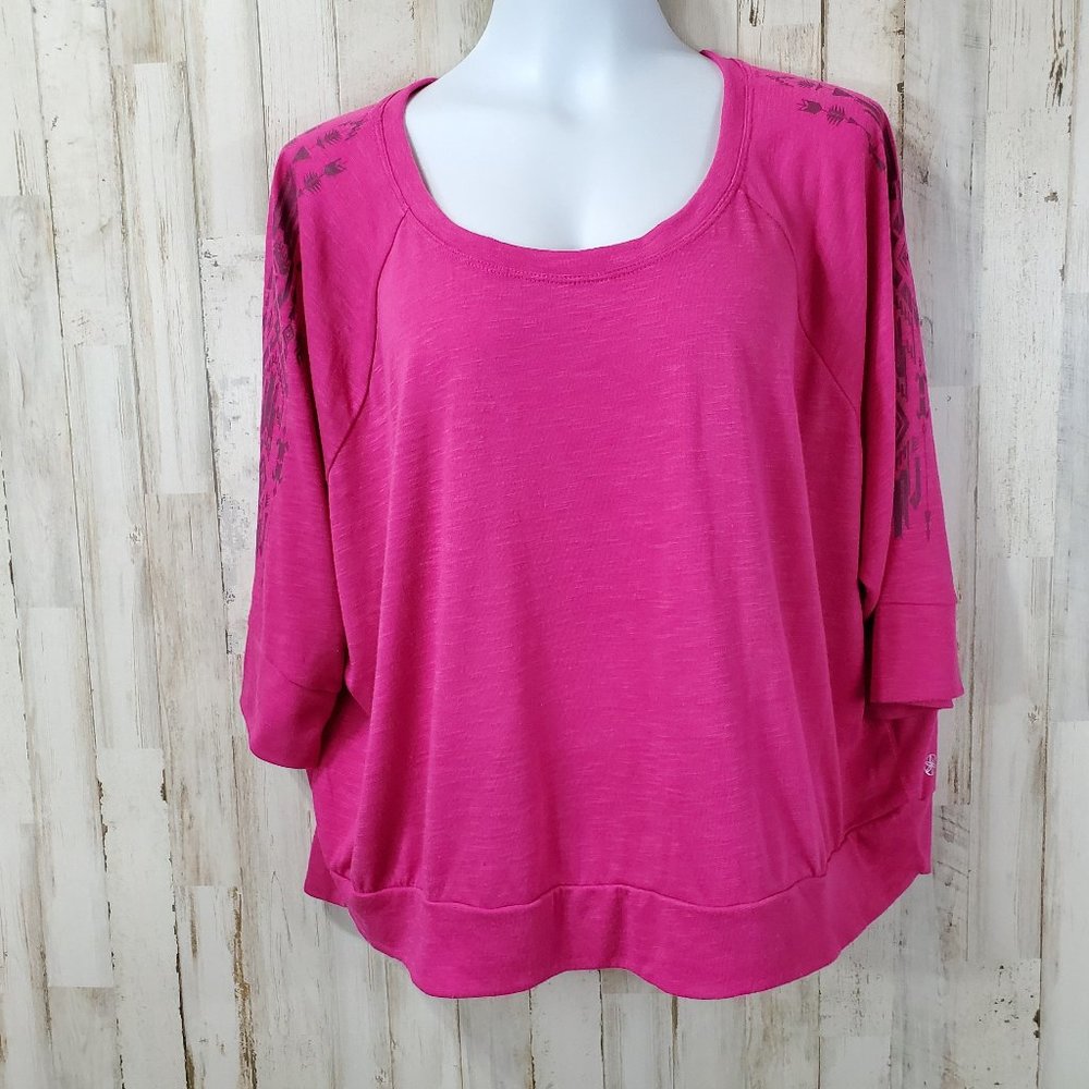 5/$25 Gaiam Womens Athletic Crop Top 1X Pink Sheer Back I14